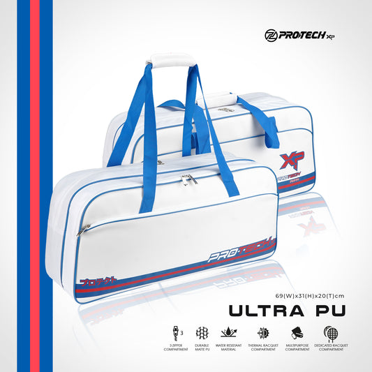PROTECH 3 Zips Racket Bag with Thermal Compartment - Ultra PU Bag