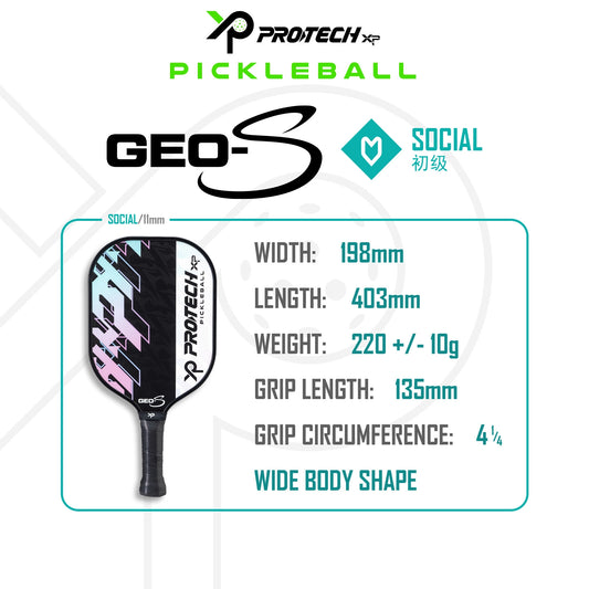 Protech XP Pickleball Paddle "GEO-S" (1 Paddle & 2 balls & Cover) (Social & Lifestyle)