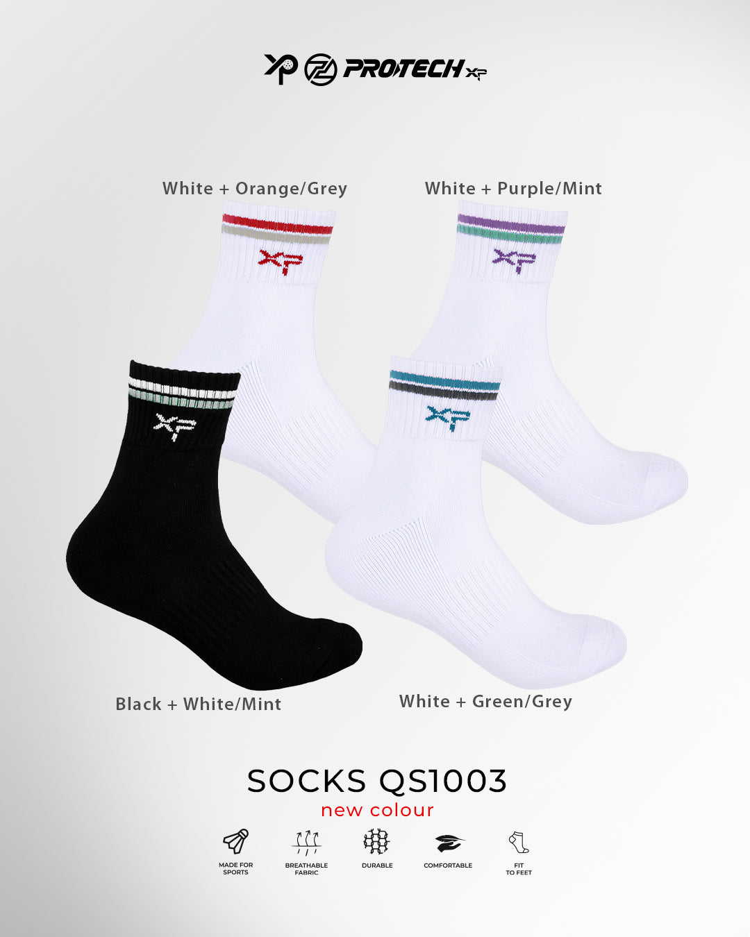 Protech Socks QS1002 (White/Black)