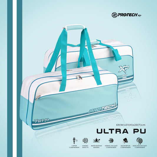 PROTECH 3 Zips Racket Bag with Thermal Compartment - Ultra PU Bag