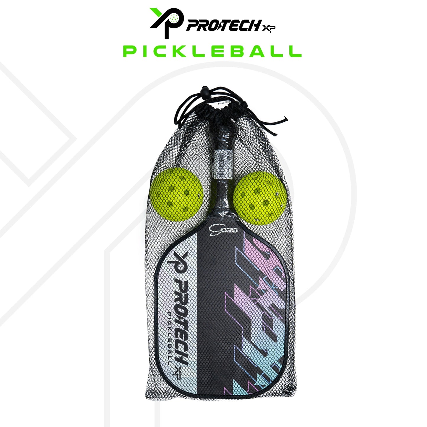 Protech XP Pickleball Paddle "GEO-S" (1 Paddle & 2 balls & Cover) (Social & Lifestyle)