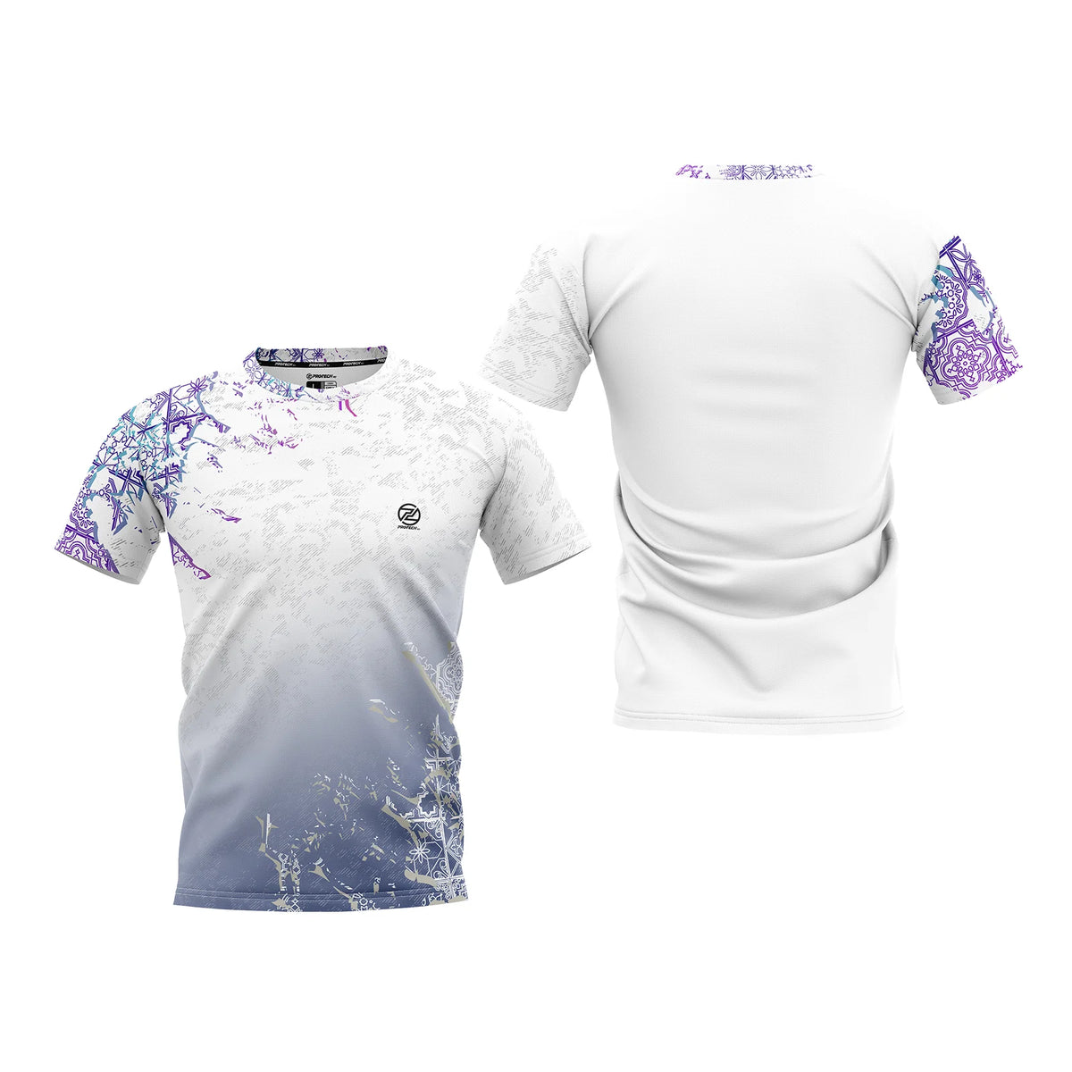 PROTECH RNZ10117M Dry Fit Badminton Unisex T-Shirt (Winter Sky-White)